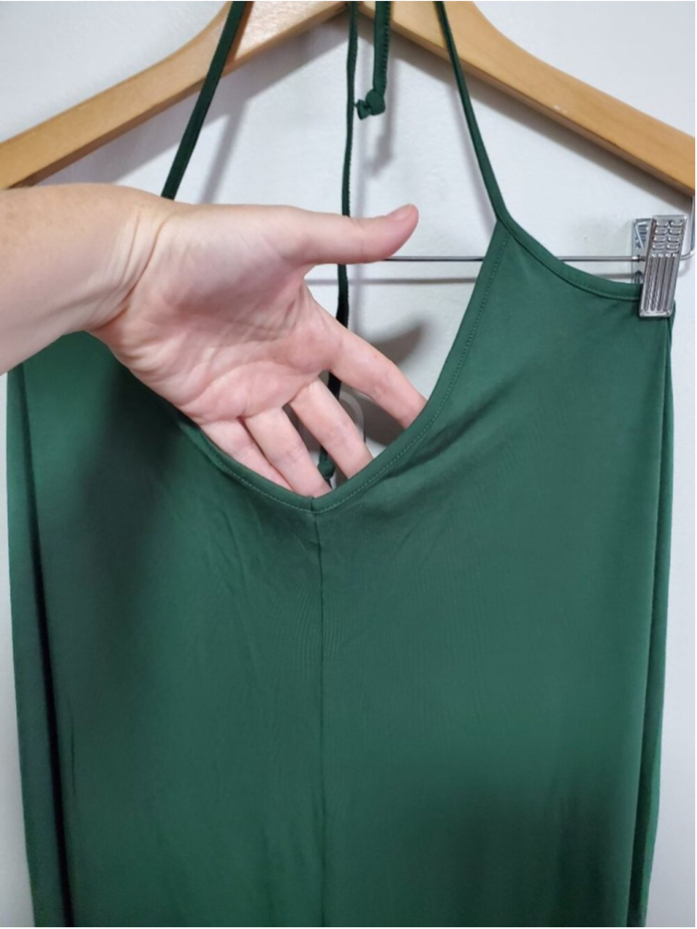 JACKSON ROWE NWT Halter Neck Wide Leg Jumpsuit Green Large Open Back Flowy Soft - Picture 4 of 14